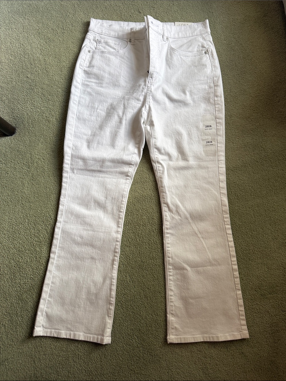 LOFT High Wise White Flare Jeans size 28